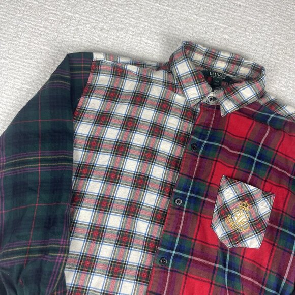 Lauren Ralph Lauren Plaid Cotton Shirt Dress Check Sz M Multicolor Retro - Picture 3 of 16